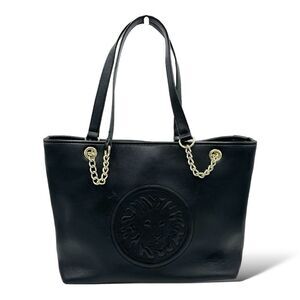 Anne Klein Shoulder Handbag Tote w/Leo Lion Logo Gold Chain Straps